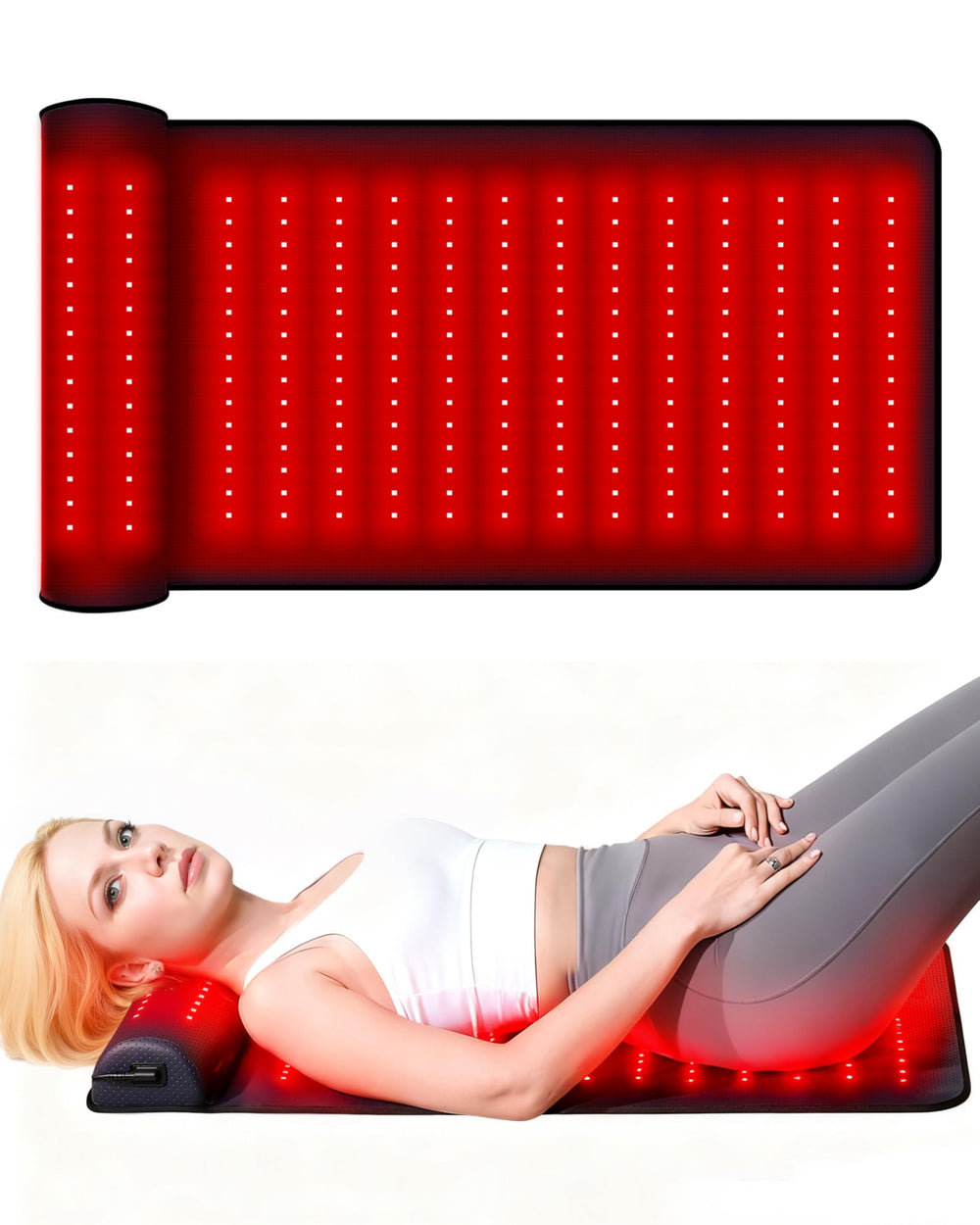 Monaggio Upgrade red light therapy mat with neck support for targeted relaxation.