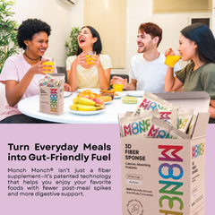 Monch Monch prebiotic fiber unflavored packets enable easy mixing into meals or drinks