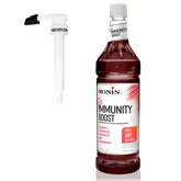 Monin Total Immunity Boost bottle with pump for easy daily vitamin C addition.