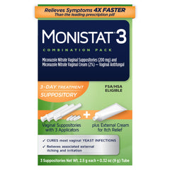 Monistat 3-Day treatment box for at-home yeast infection relief