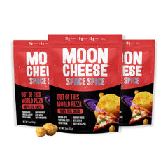 Moon Cheese Space Spice packet on a clean surface, ready for on-the-go protein.