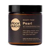 Moon Juice Pearl powder extract bottle highlights a premium 10:1 concentrate for antioxidant support.