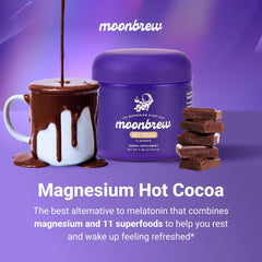 MoonBrew hot chocolate mug with steam ready to enjoy