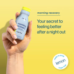 More Labs Morning Recovery bottle pouring, ideal for staying hydrated during a night out