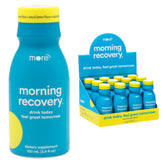 More Labs Morning Recovery bottle being poured to rehydrate after drinking.