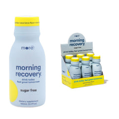 More Labs Morning Recovery electrolyte bottle, travel-friendly for quick hydration after drinking