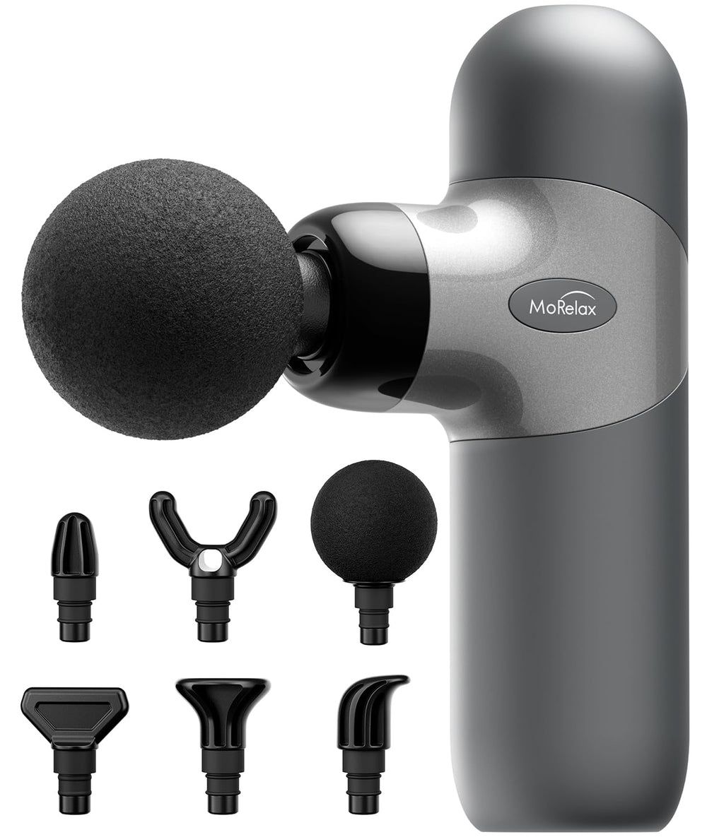 Morelax Mini Massage Gun targets back relief for quick muscle comfort after workouts.