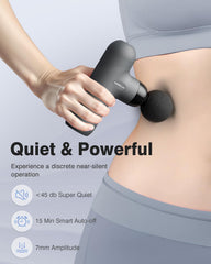 Morelax Mini Massage Gun forearm focus for post-workout recovery and flexibility.