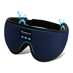 Morelax sleep mask with Bluetooth headphones in azure, perfect for undisturbed sleep with music.