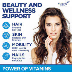 Morex Vitamins Berry-flavored gummies closeup—delicious daily beauty support.