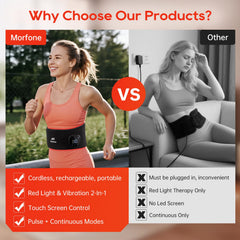 Morfone four vibration modes belt highlighting deep-tissue relaxation and comfort