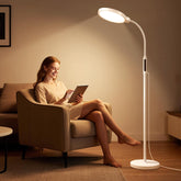 Morfone Happy Light Therapy Lamp, front view, stylish floor lamp suitable for living room and desk use.