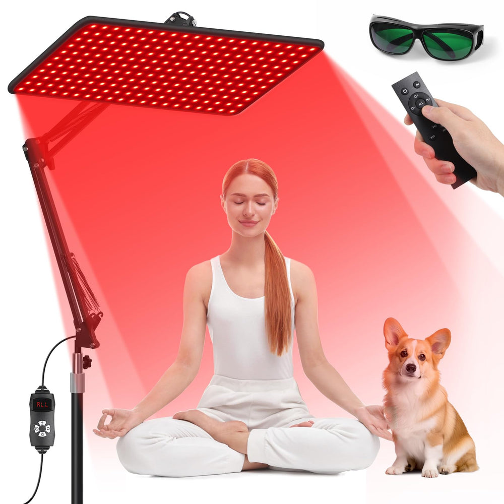 Morfone red light therapy lamp with a large panel for full-face and body coverage.