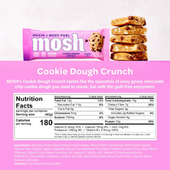 Bite shot of MOSH bar with chocolate chips for quick energy.