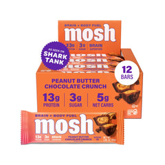 MOSH peanut butter chocolate bar packshot showing keto-friendly snack