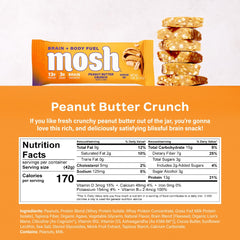 MOSH bar close-up reveals chocolate chips and creamy peanut butter texture