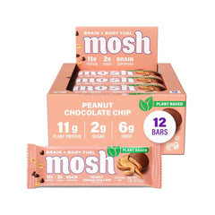 MOSH Peanut Chocolate Chip bar pack offers a protein-rich, convenient on-the-go energy snack.