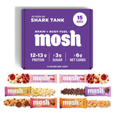 MOSH Variety Pack keto bars front view, gluten-free high-protein snack.