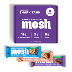MOSH Variety Pack vegan bars show assorted flavors for quick brain-boosting snacking