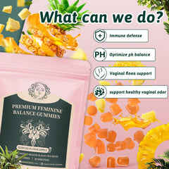 Mosslly Feminine Balance pineapple-flavored gummies offer tropical taste and daily convenience.
