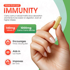 Mother Nature Organics Camu Camu capsules close-up highlighting vegan capsules