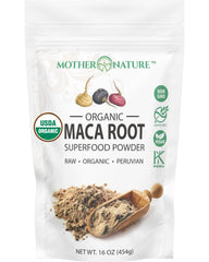 Mother Nature Organics maca powder tin for easy daily energy support
