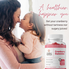 Mother Nutrient Cranberry Gummies jar label closeup highlights gluten-free vegan formula.