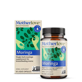 Motherlove Moringa bottle front with organic herbs for lactation support