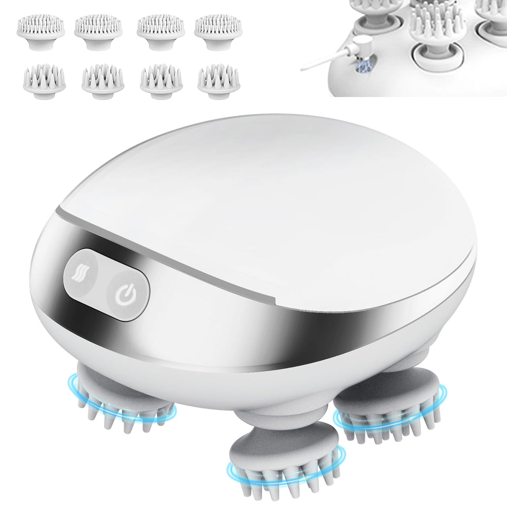 MOUNTRAX 5-in-1 scalp massager front view shows compact design for on-the-go relaxation.