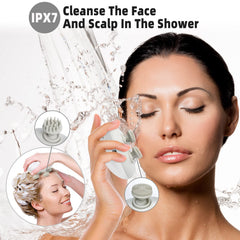 MOUNTRAX 5-in-1 scalp massager side view highlights dual massage heads for versatile use.