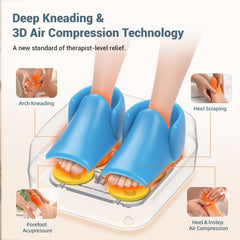 Mountrax foot massager with heat function warms feet for relaxation and comfort.