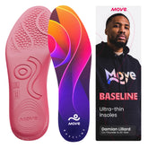 MOVE Baseline insoles packaging shows compact design for easy, everyday comfort.