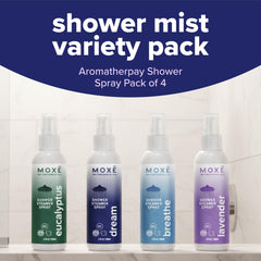 MOXE Breathe bottle highlighting a refreshing, revitalizing shower experience