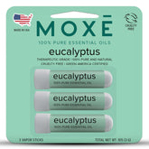MOXĒ eucalyptus inhaler front packaging for quick, mess-free aromatherapy.