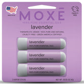 MOXĒ lavender inhaler packaging showcases portable aromatherapy for on-the-go calm.