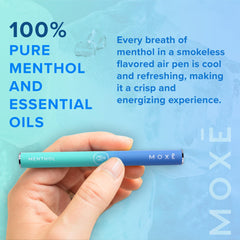 MOXE menthol air inhaler pocket-compact in use for quick refresh on the go.