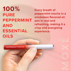MOXE peppermint mocha inhaler side view, compact design ideal for on-the-go use