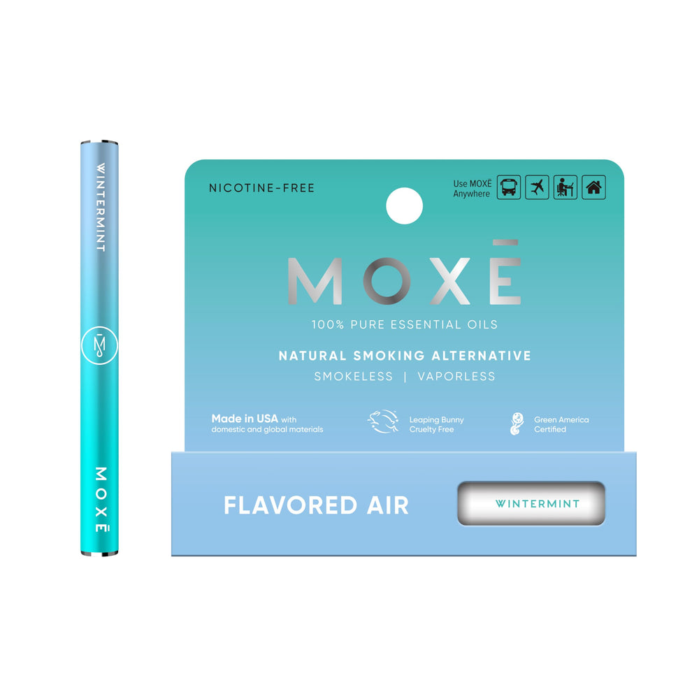 MOXE natural wintermint air inhaler compact design offers on-the-go freshness.