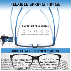 MOZVND blue light blocking glasses reduce computer glare for longer reading sessions.