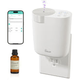 MQLMF plug-in diffuser with anti-tilt wall fit for secure, wobble-free setup.