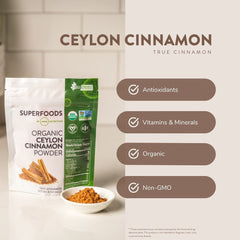 MRM Cinnamon Powder being poured into beverage to enhance flavor and aroma