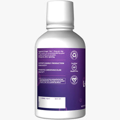 MRM CoQ-10 L-Carnitine label highlights fermentation-derived CoQ-10 and vegan features.