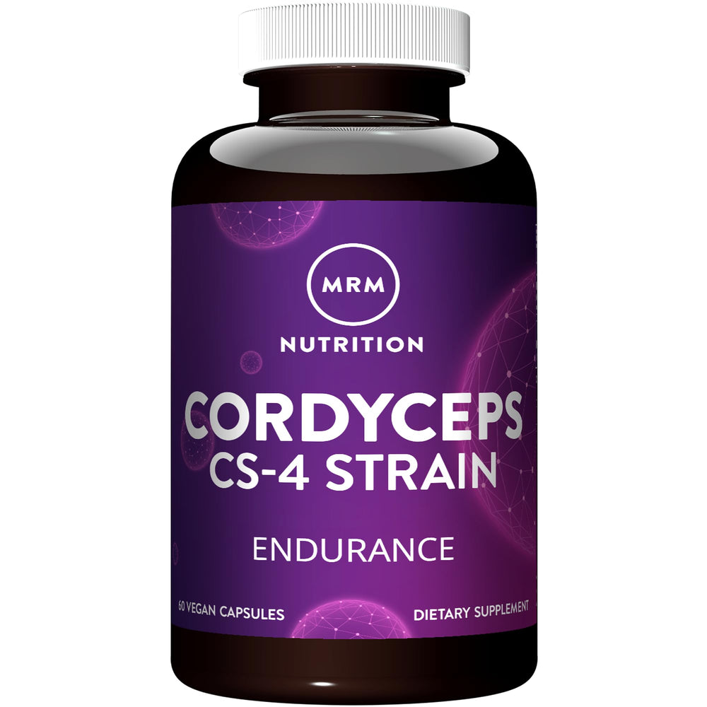 MRM Cordyceps CS-4 bottle emphasizes endurance support for active adults