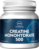 MRM Creatine Monohydrate 500 bottle label, packaging visible, suggesting energy support during workouts