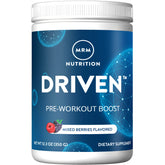 MRM Driven pre-workout bottle in mixed berry supports focus during training