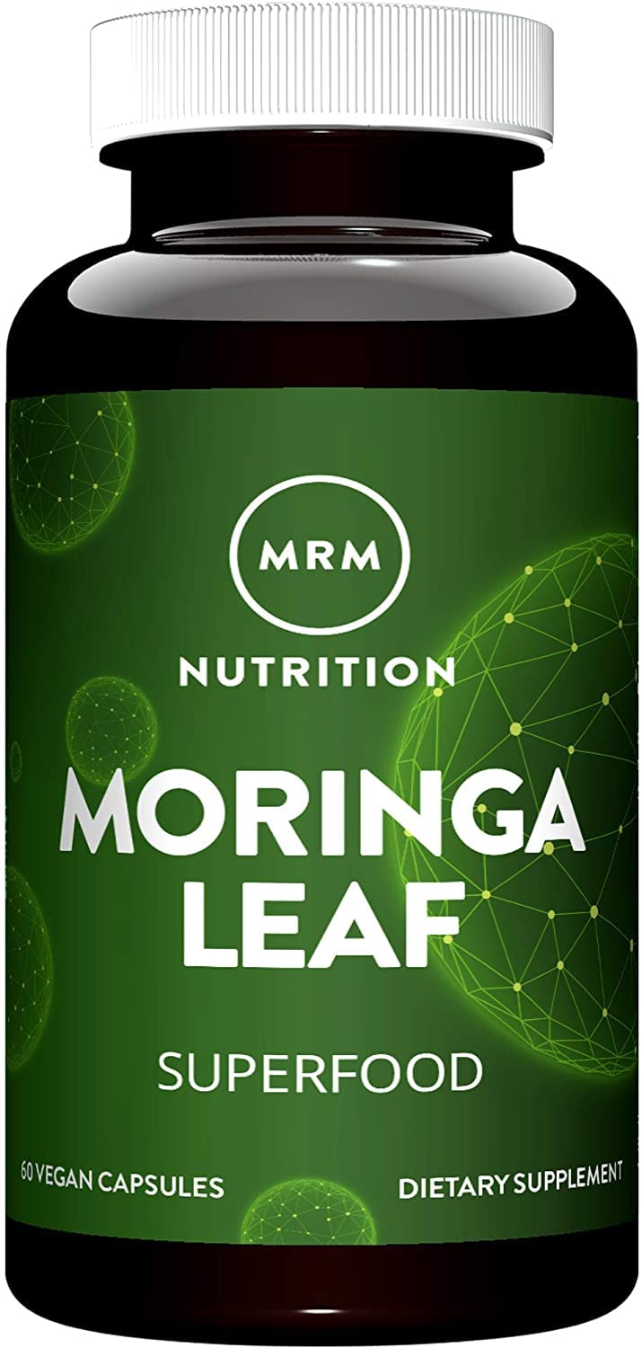 MRM Moringa Leaf Capsules bottle on a clean surface for daily wellness support