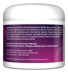MRM MSM Cream bottle with oil-blend formula for nourishing skin.