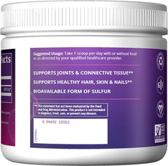MRM MSM Crystals glass jar packaging highlights vegan sulfur supplement.