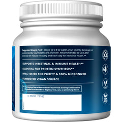 MRM fermented L-Glutamine powder emphasizes gut and immune support.
