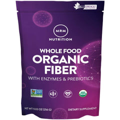 MRM Nutrition Whole Food Organic Fiber bottle front shows an organic formula for daily fiber support